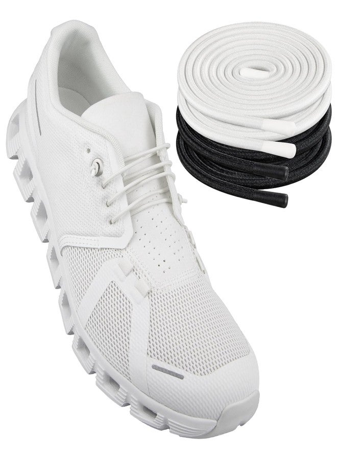 Endoto 2 Pairs Elastic Shoelaces for ON Cloud 5 & 6 No Tie Replacements Shoes Laces Stretchy Bungee Running Training(Color:Black+White,Size:32Inch) - Image 1